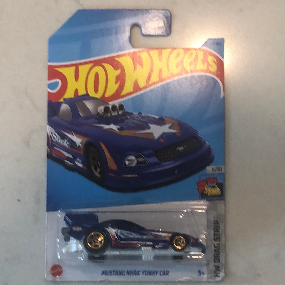 Blue and Gold Mustang NHRA Funny Car